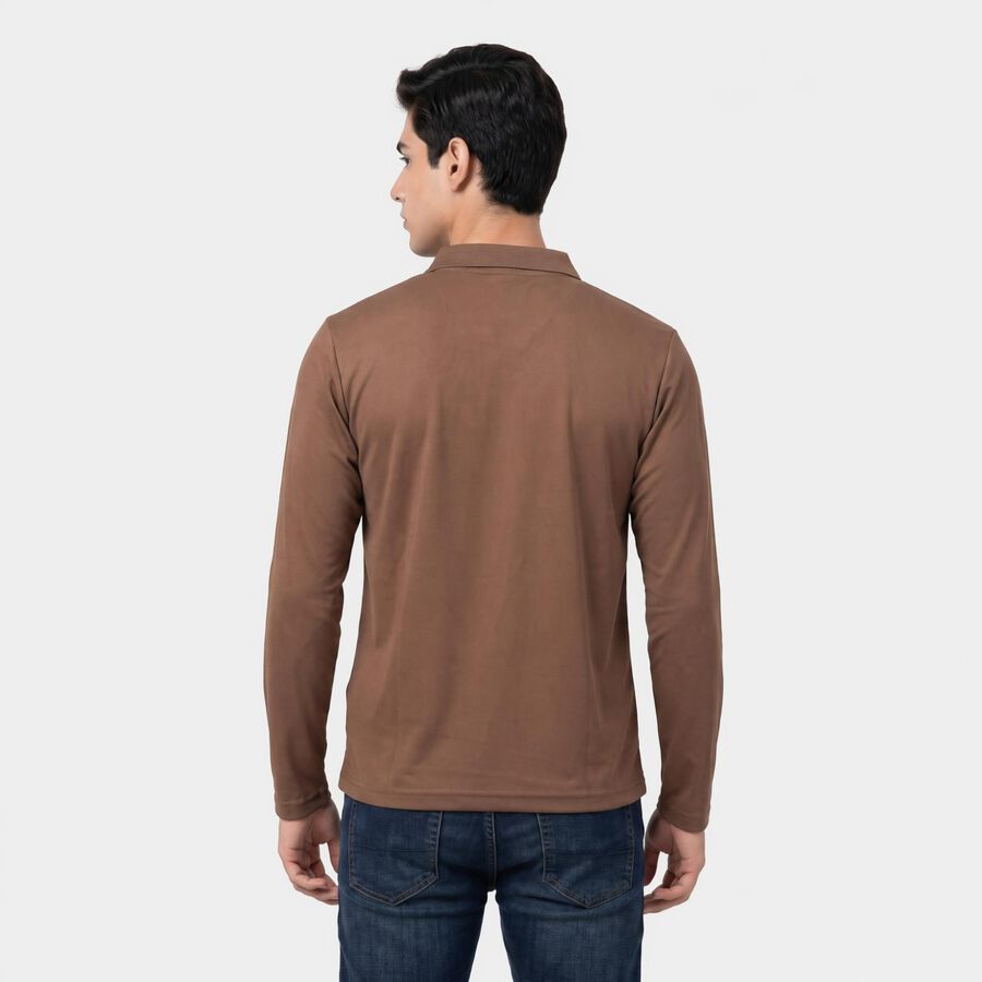Men's Brown Polo Neck Polo T-Shirt, भूरा, large