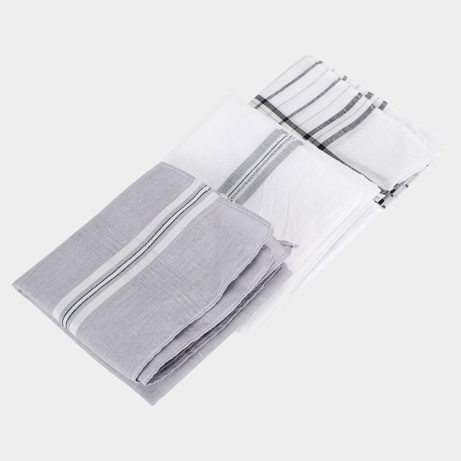 Men Dark Grey Checked Pack of 3 Handkerchief, गहरा ग्रे, large