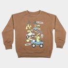 Boys Brown Crew Neck Graphic Print Sweatshirt, Brown, small