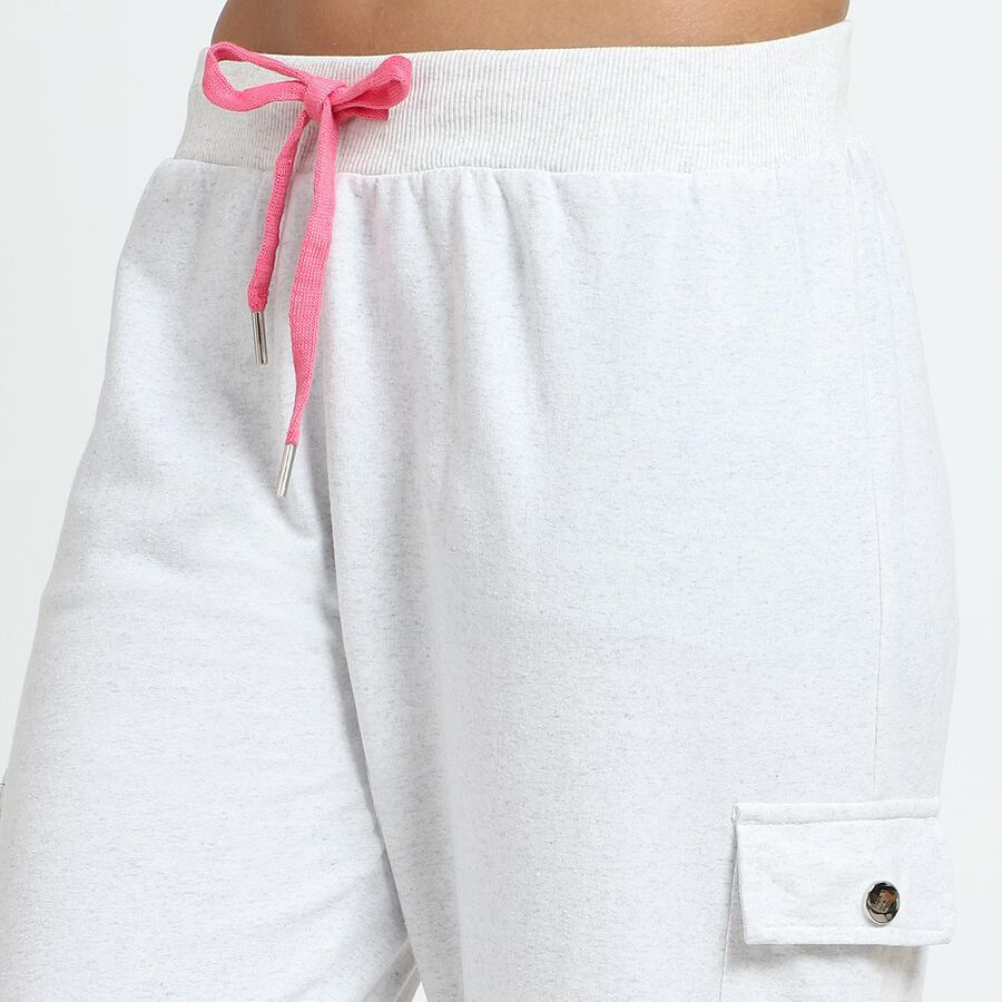 Ladies' Light Grey Regular Fit Cargo Jogger Track Pants, Melange Light Grey, large image number null