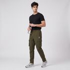 Men's Olive Green Cargo Track Pants, ओलिव, small