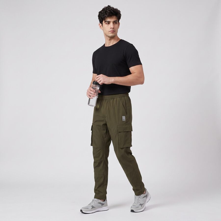 Men's Olive Green Cargo Track Pants, ओलिव, large