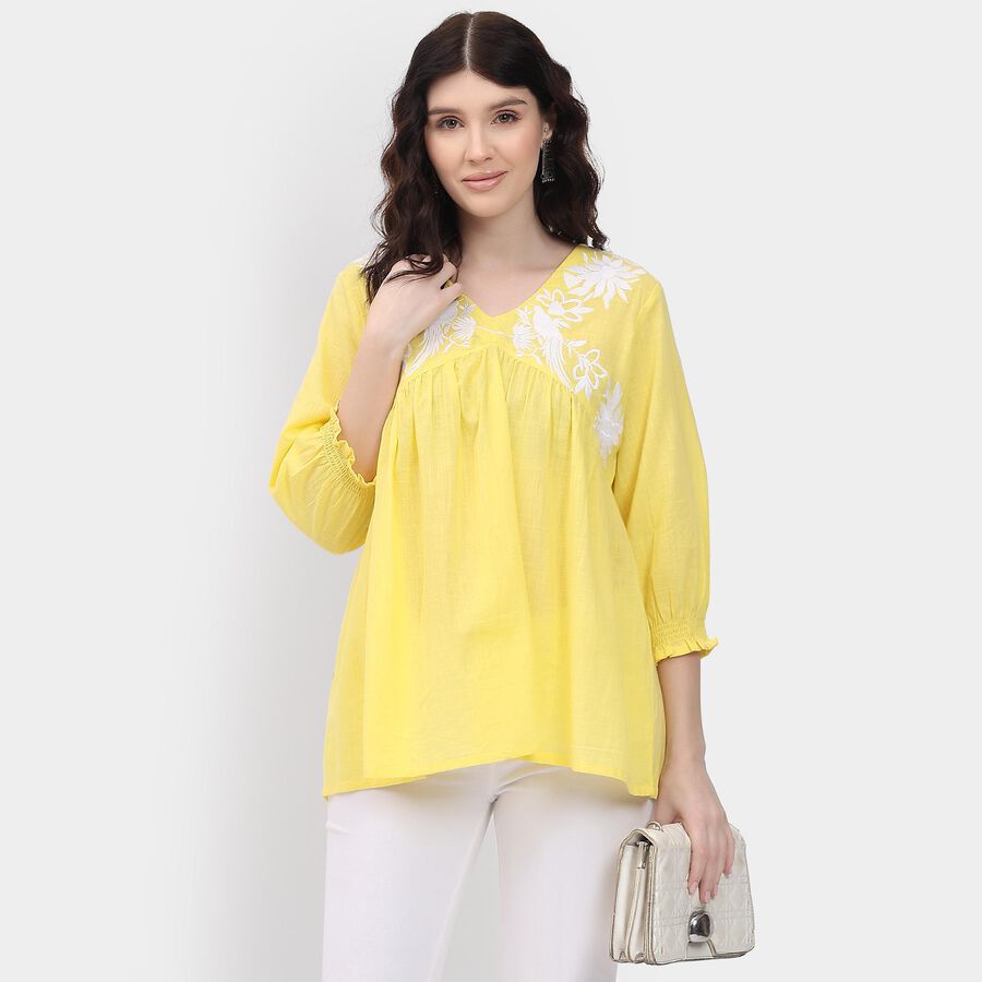 Ladies' 100% Cotton Kurti, Yellow, large