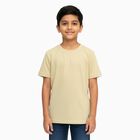 Boys Light Beige Crew Neck Casual Half Sleeve T-Shirt, गहरा पीला, small image number null