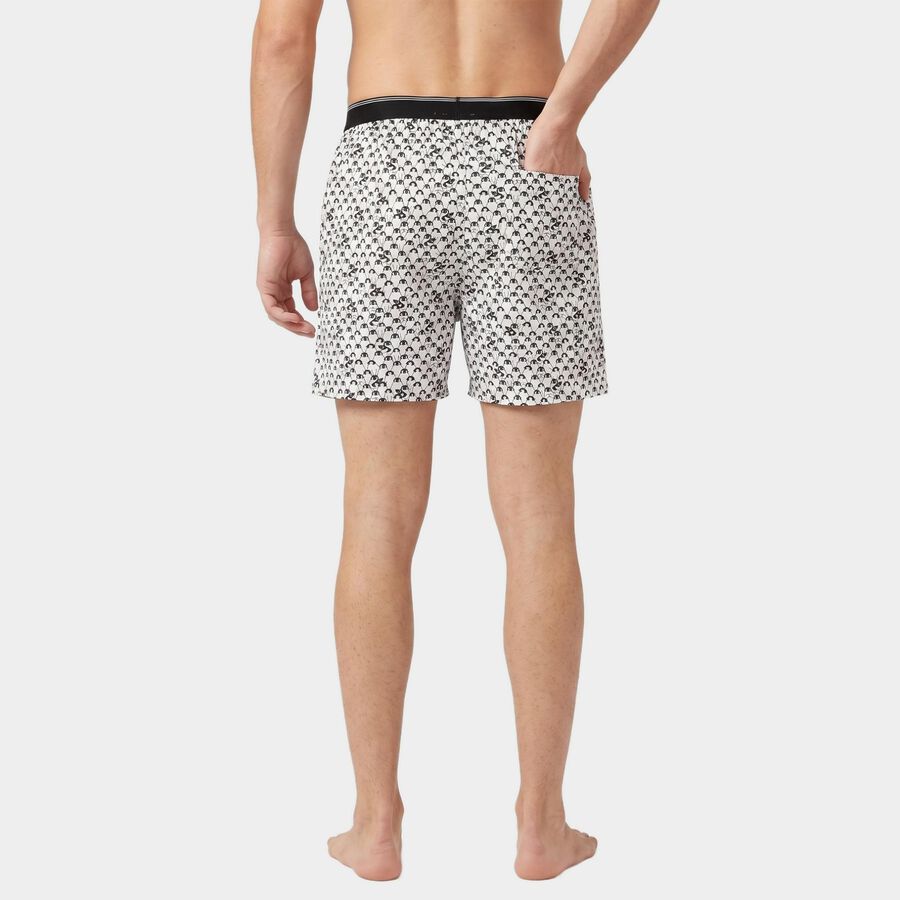 Men's White Classic Fit Printed Boxers, White, large