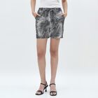 Women's Black and White Printed Relaxed Fit Pyjama Shorts, Black, small