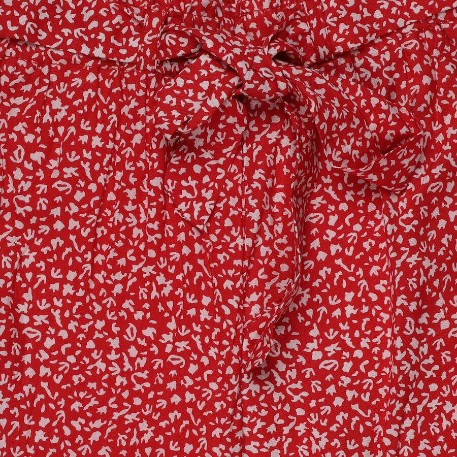 Girls' Red Regular Fit Solid Capri Pants, Red, large