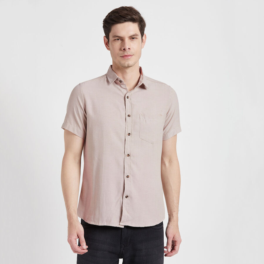 Solid Casual Shirt, Beige, large image number null