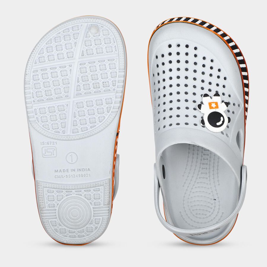 Boys' Grey Slingback Clog Sandals, ग्रे, large