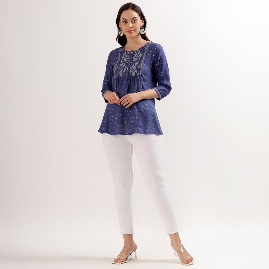 Ladies' Kurti, गहरा नीला, large image number null