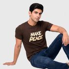 Men's Brown Round Neck Regular T-Shirt, Brown, small