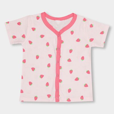 Infants' Light Pink Cotton V-Neck Casual T-Shirt