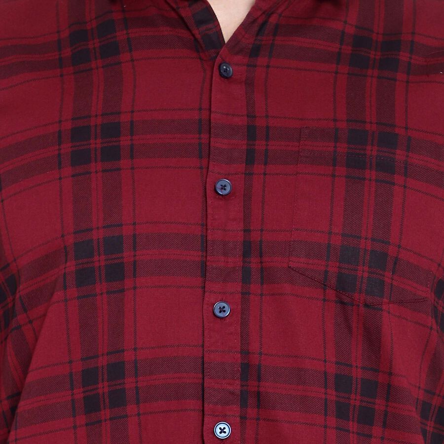 Checks Cotton Casual Shirt, Maroon, large image number null