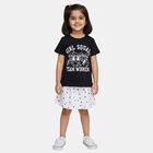 Girls' Navy Blue Round Neck Casual Top and Skirt Set, Navy Blue, small