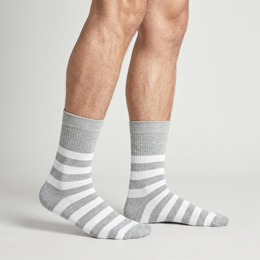 Men's Regular Fit Striped Pack of 2 Socks ( Blue, Grey ), Navy Blue, large