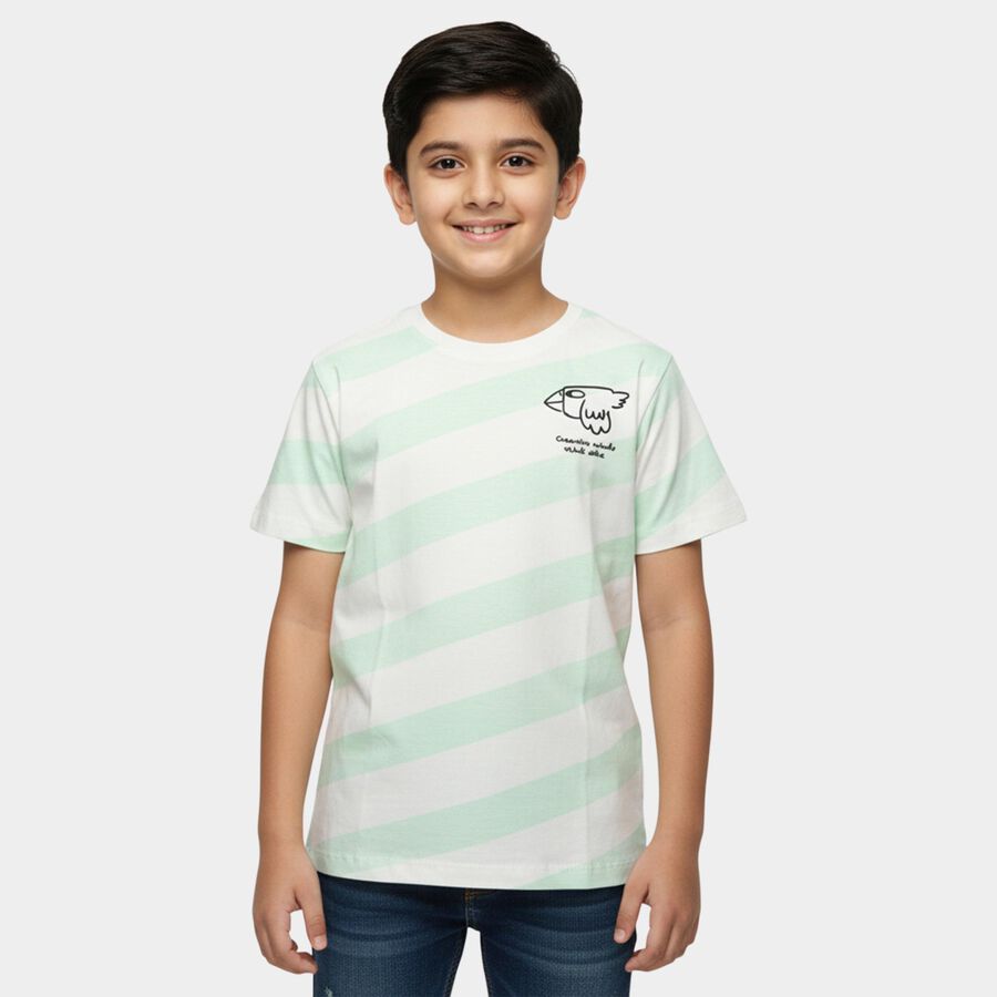 Boys' Half Sleeves T-Shirt, हल्का हरा, large