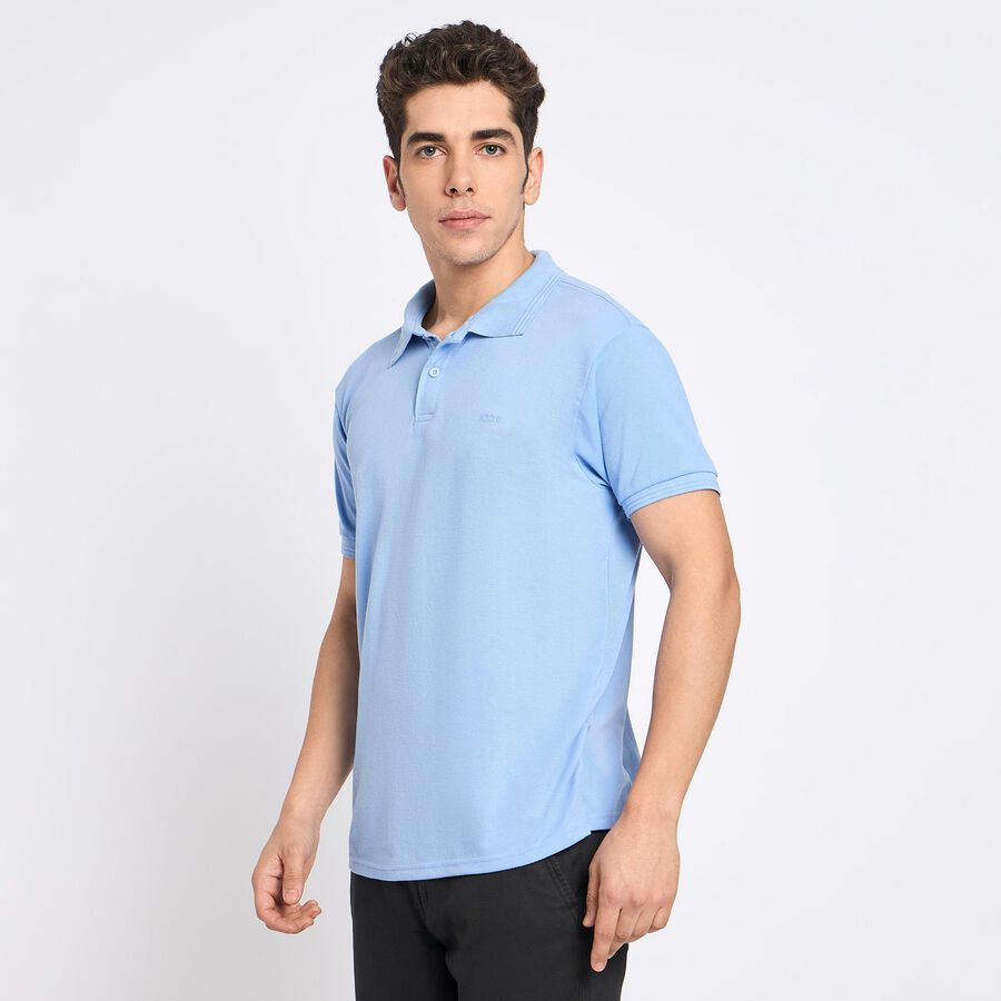 Men's Collared Half Sleeves T-Shirt, Light Blue, large image number null
