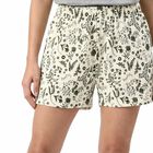 Women's Cream Regular Fit Floral Print Shorts, Off White, small