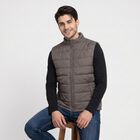 Men's Dark Grey Stand Collar Puffer Jacket, Dark Grey, small