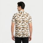 Men's Brown Cotton Camp Collar Casual Shirt, भूरा, small