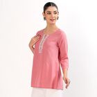 Women's Muted Dusty Pink Keyhole Neck Embroidered Kurti, Purple, small