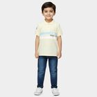 Boys Yellow Cotton Polo Neck Casual T-Shirt, Yellow, small