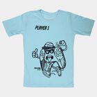 Boys Light Blue Cotton Blend Round Neck Regular Boys T-Shirt, हल्का नीला, small