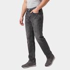 Men's Dark Grey Straight Fit Faded Jeans, गहरा ग्रे, small