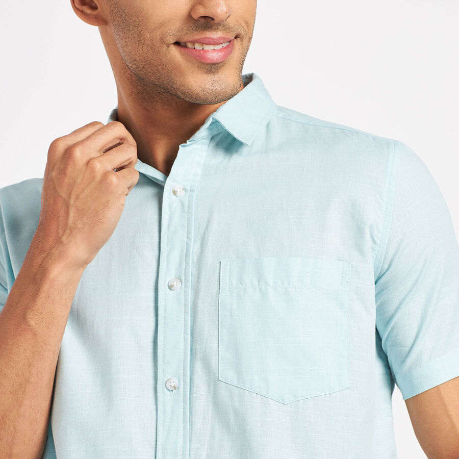 Cotton Solid Casual Shirt, Aqua, large image number null