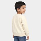 Boys' Cream Crew Neck Pullover Sweatshirt, Off White, small