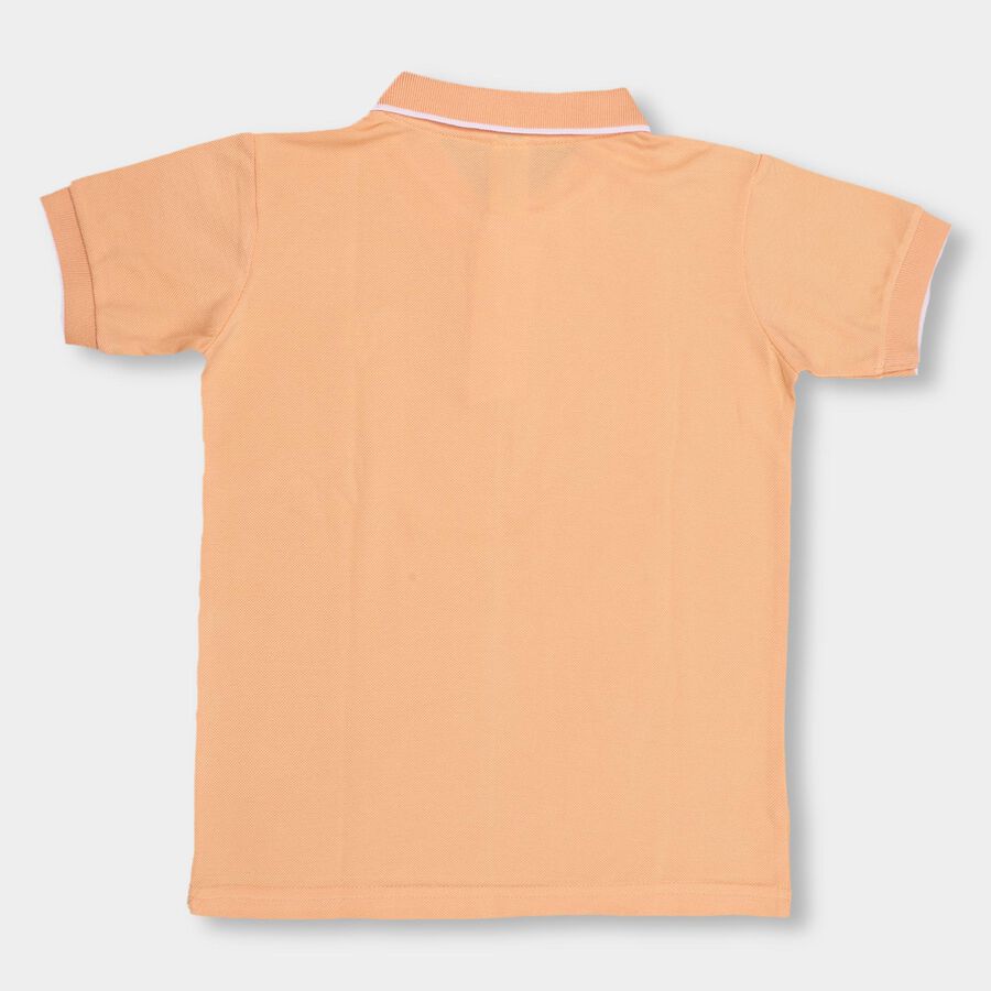 Boys' Light Peach Polo Neck Half Sleeve T-Shirt, पीच, large image number null