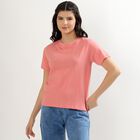 Women's Soft Pink Cotton Round Neck T-Shirt, Pink, small