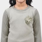 Girls Off White Round Neck Regular Top, ऑफ व्हाइट, small
