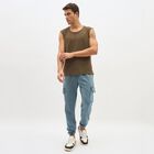 Men's Washed Steel Blue Cargo Jogger, Mid Blue, small image number null