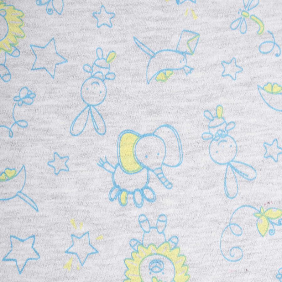 Infants Cotton Printed Baba Suit, Melange Light Grey, large image number null