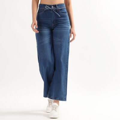Ladies' 100% Cotton High Rise Jeans