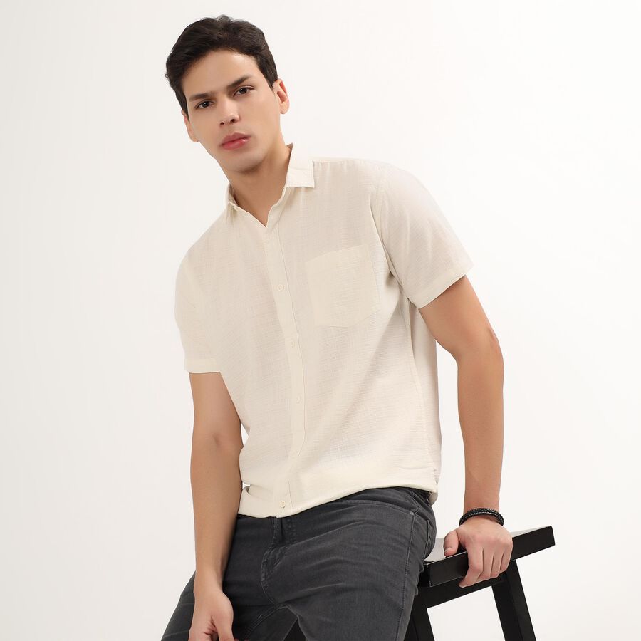 Men's 100% Cotton Regular Collar Casual Shirt , ऑफ व्हाइट, large image number null