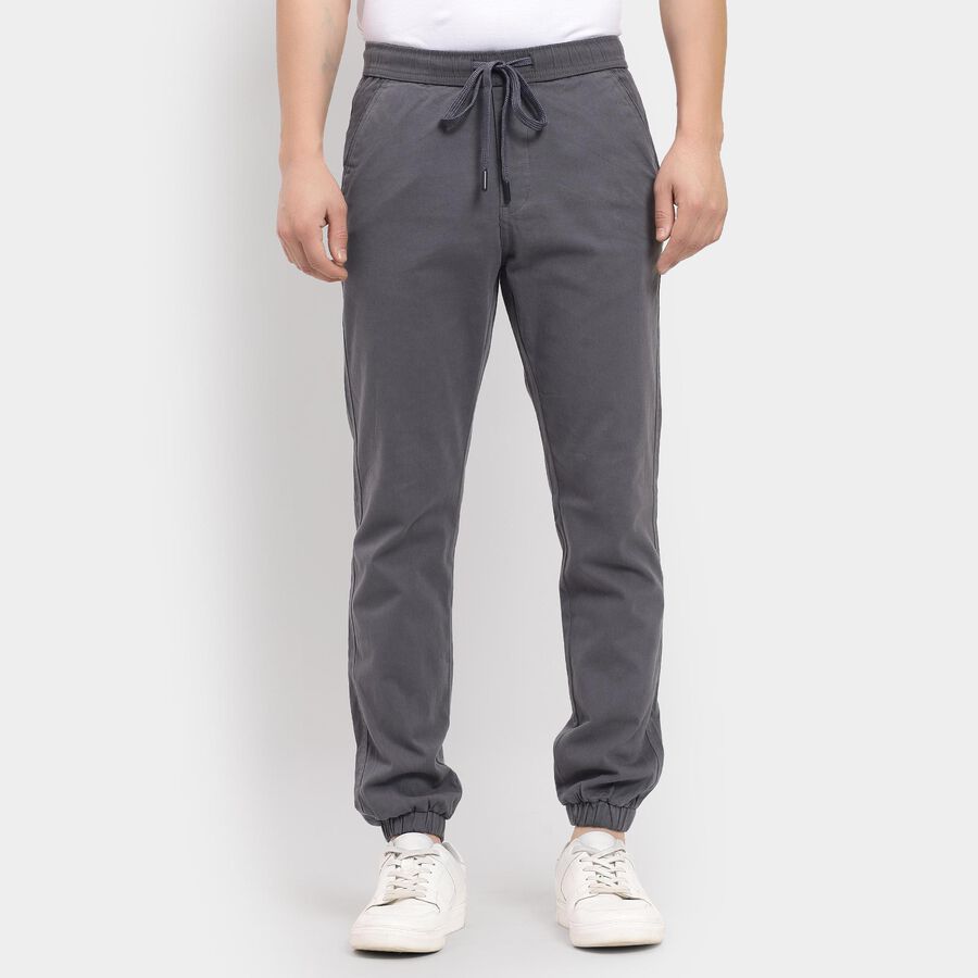 Men's Slim Fit Casual Trousers , Melange Blue, large