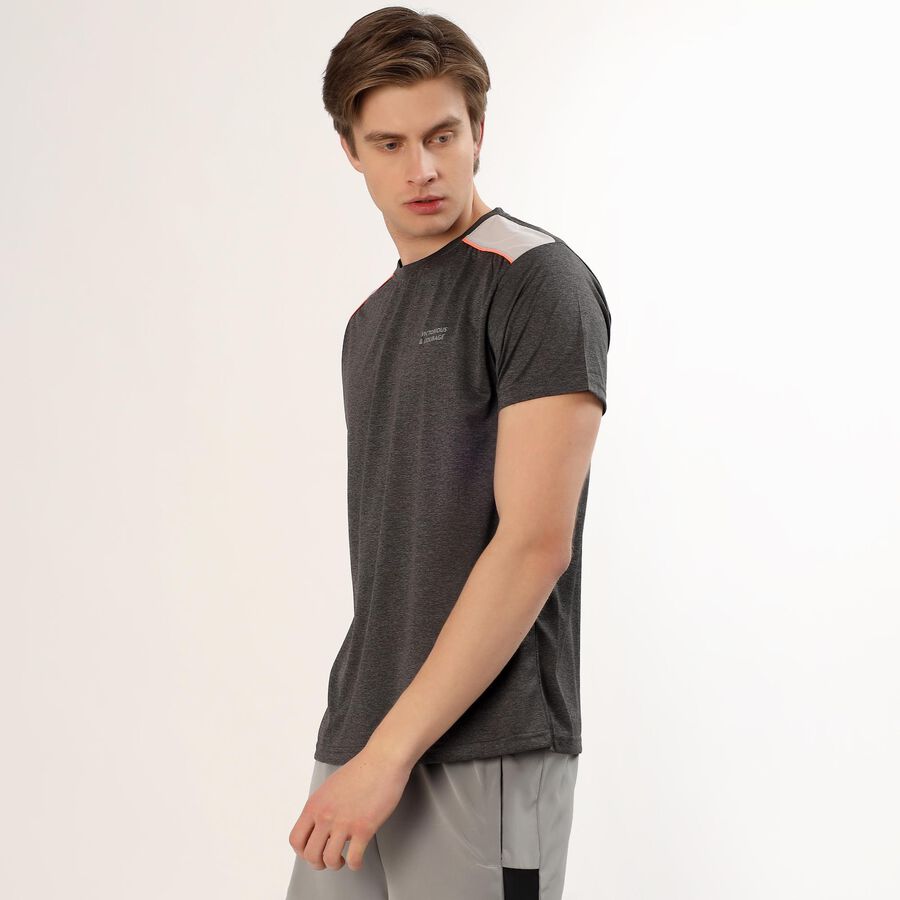 Men's Dark Grey Crew Neck Athleisure T-Shirt, Dark Grey, large