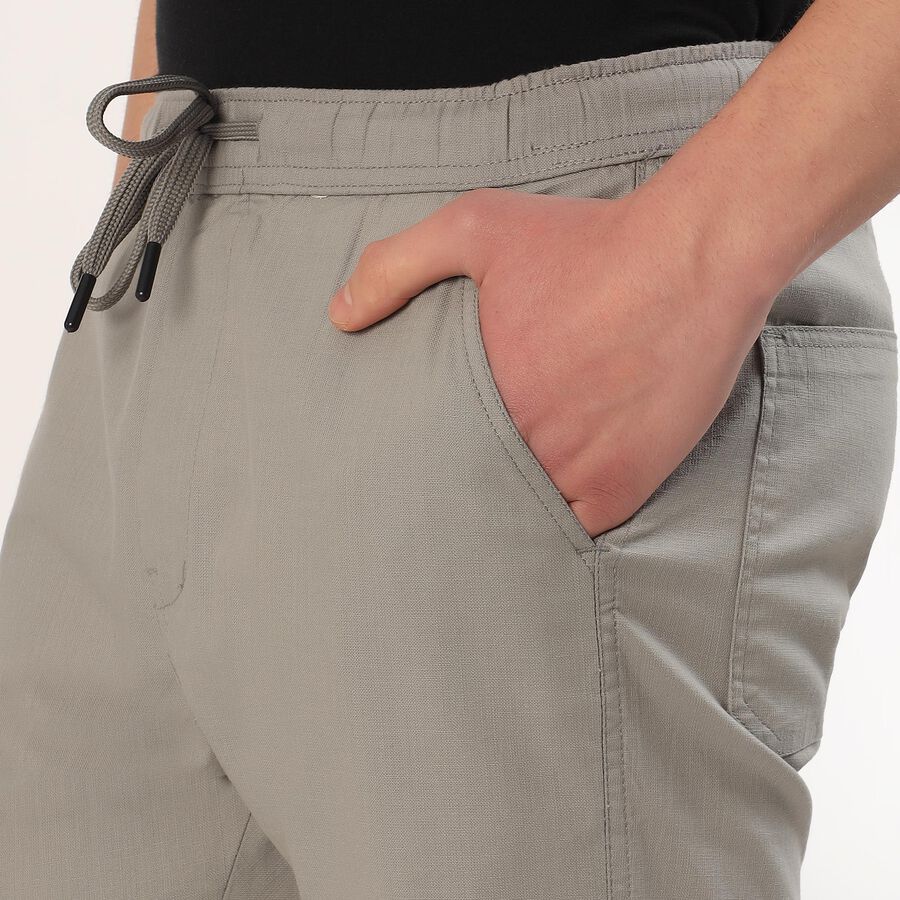 Men's Light Grey Slim Fit Jogger Trousers, हल्का ग्रे, large