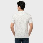 Men's White Polo Neck Abstract Printed Polo T-Shirt, White, small