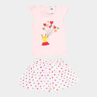 Infants Chest Print Skirt Top Set, Light Pink, small image number null
