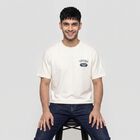 Men's Off White Cotton Round Neck Regular T-Shirt, ऑफ व्हाइट, small