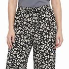 Women's Black Straight Fit Printed Pyjama, काला, small