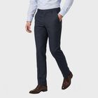Men's Navy Blue Slim Fit Flat-Front Formal Trousers, Navy Blue, small