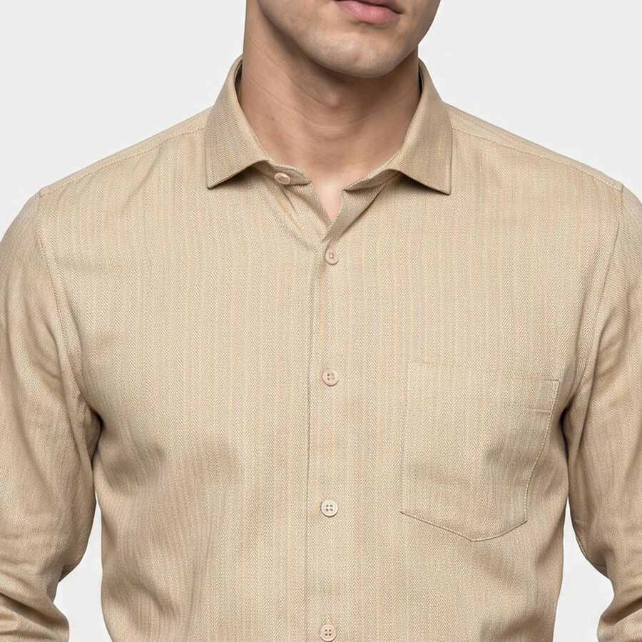 Men's Beige Formal Shirt, Beige, large