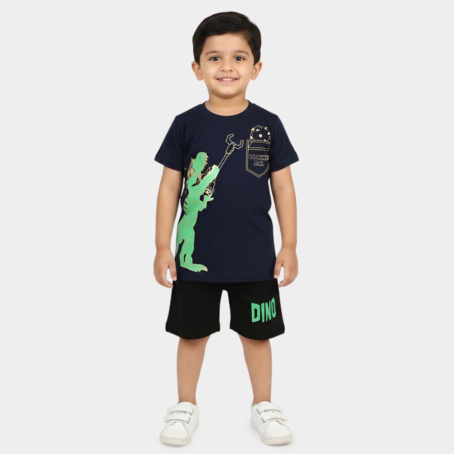 Boys Navy Blue 100% Cotton NA NA Baba Suit, Navy Blue, large