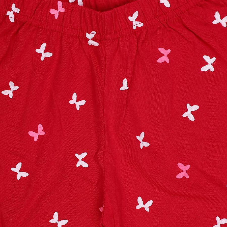 Girls' Fuchsia Butterfly Print Elastic Waist Shorts, रानी (फ्यूशिया), large
