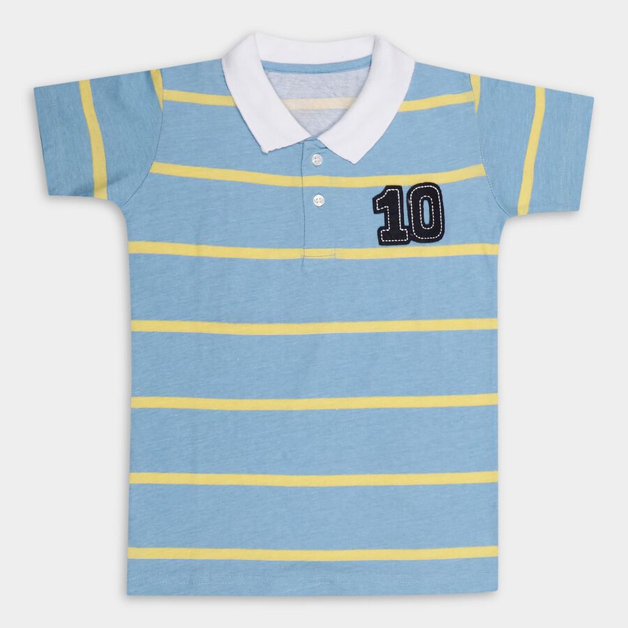 Boys' 100% Cotton Half Sleeves T-Shirt, हल्का नीला, large