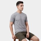Men's Grey Crew Neck Athleisure T-Shirt, Dark Grey, small